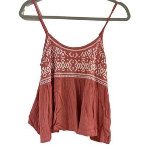 SIM & SAM MAUVE WHITE EMBROIDERED BABYDOLL STYLE TOP SIZE XS